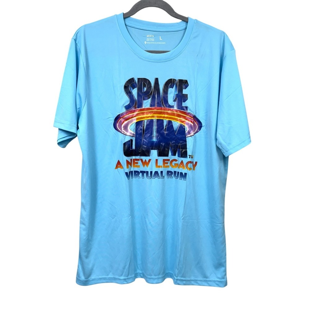 Space Jam A New Legacy Virtual Run Men's T-Shirt Blue Size L Polyester Athletic